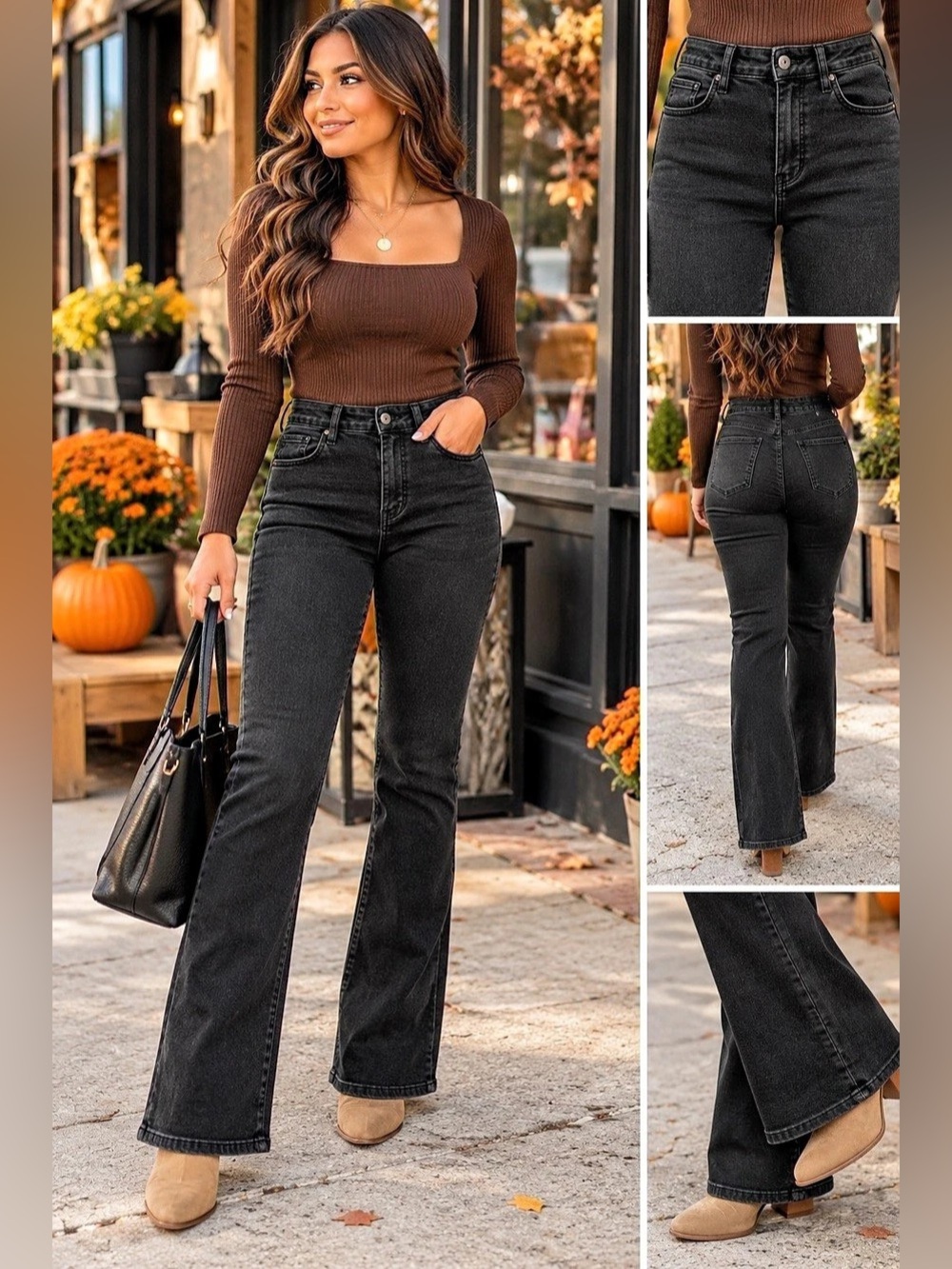 PAIGE- Black Flare Stretch Jeans – Size 30 / 10